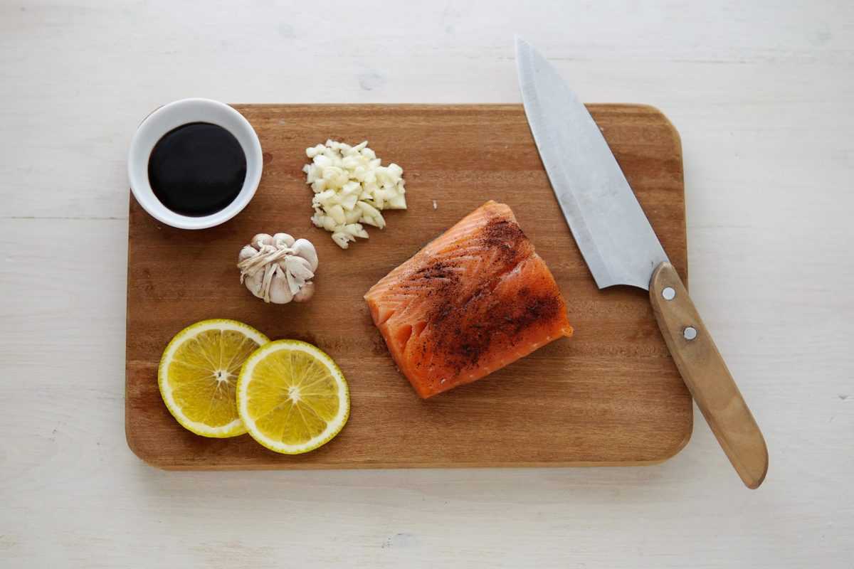 salmon on a cutting board for keto diet 