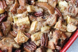 birds eye view close up of french toast casserole