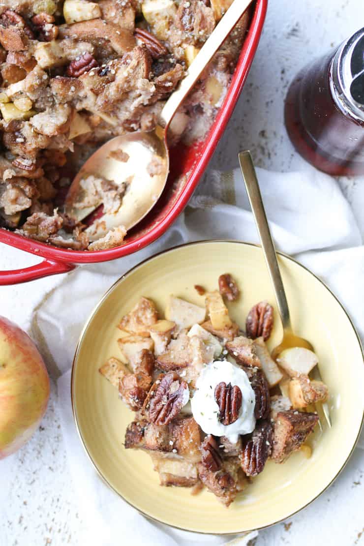 birds eye view of french toast brunch casserole 