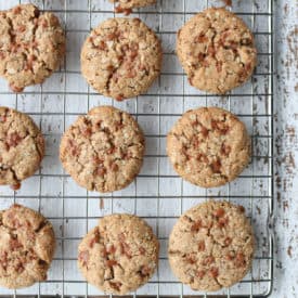 lactation toffee cookies on a baking tray