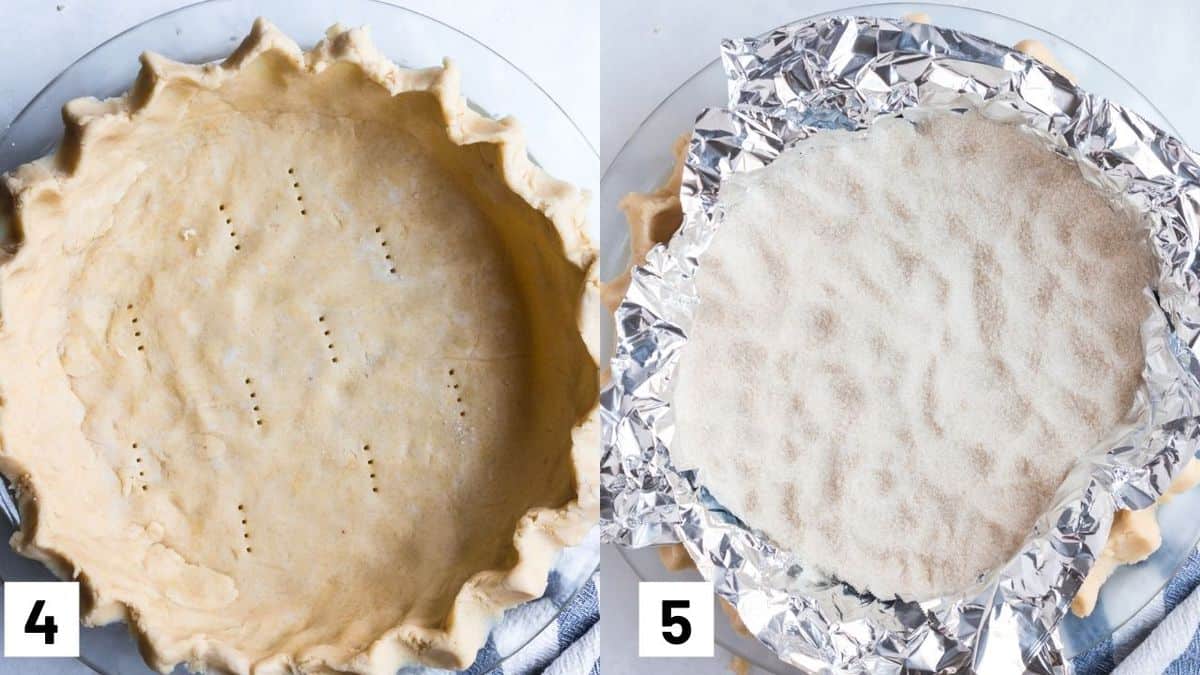 Raw gluten free crust pressed into a crust shape prior to baking. 