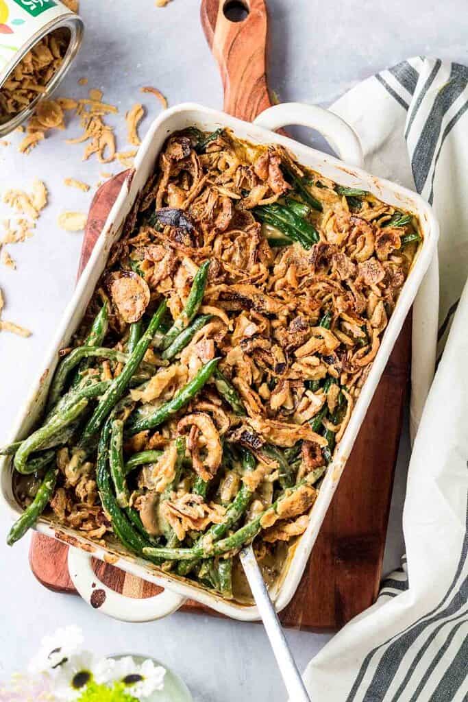 Vegan Green Bean Casserole (Healthy with No Canned Soup) - Abbey's Kitchen