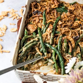 Vegan Green Bean Casserole (Healthy with No Canned Soup) - Abbey's Kitchen