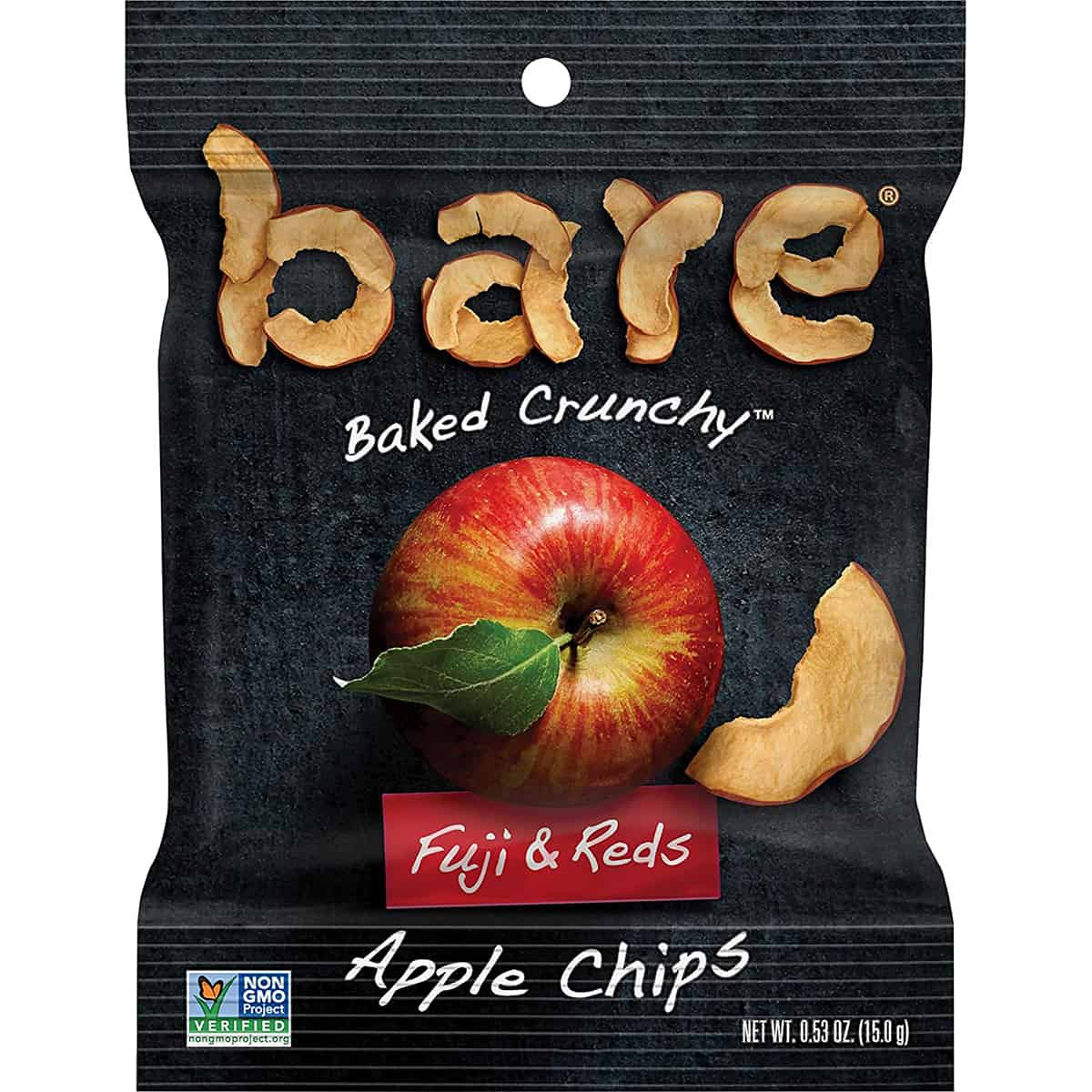 A package of apple chips as an example of a healthy packaged snack.