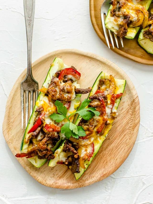 Zucchini Boats with Philly Cheesesteak
