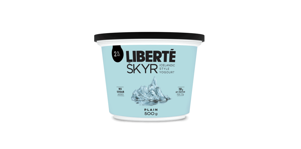 A container of Liberté Skyr yogurt.