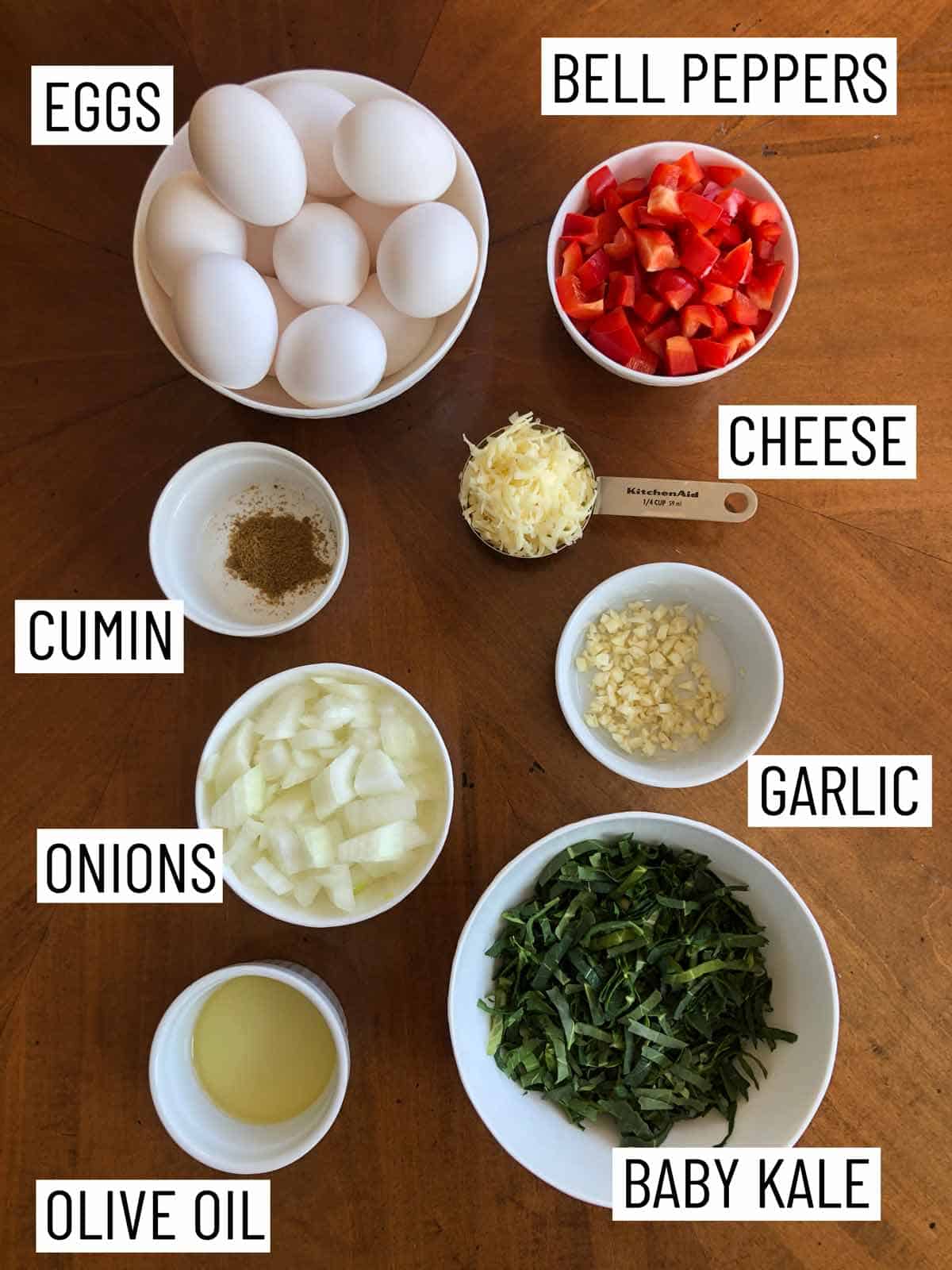 Overhead photo of ingredients needed to make recipe. 