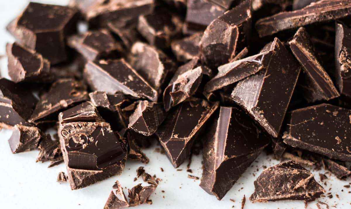 Several pieces of chopped up chocolate as a possible trigger for hormonal acne. 