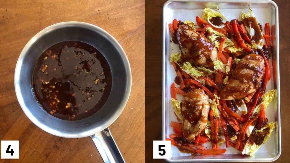 Two side by side images showing how to prepare recipe. 
