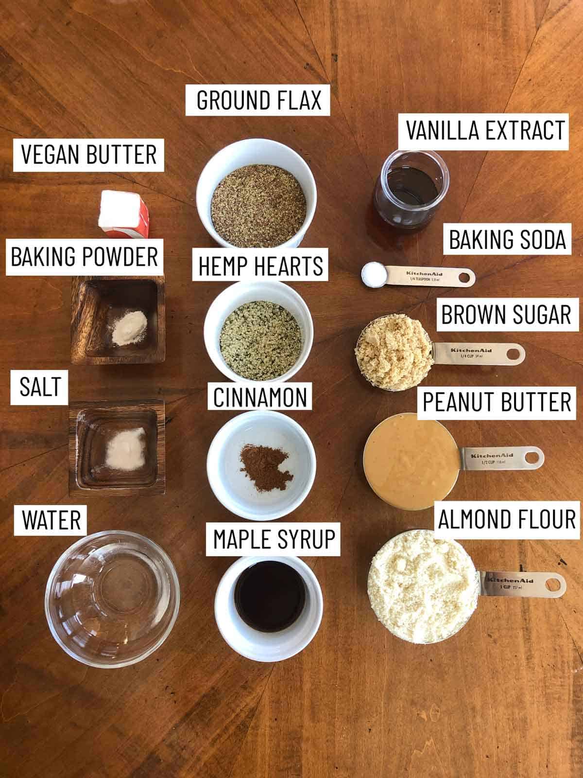 Ingredients needed to make the best peanut butter cookie recipe.