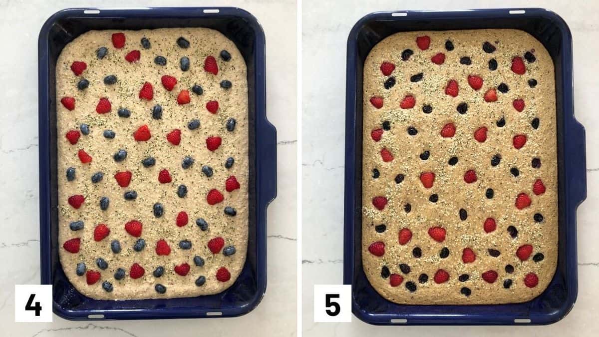 Set of two photos showing before and after baking pancakes.