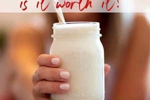 Pinterest graphic of a smoothie and the text "shakeology. is it worth it?"