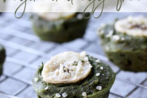 Pinterest graphic of spinach muffins on a cooling rack.