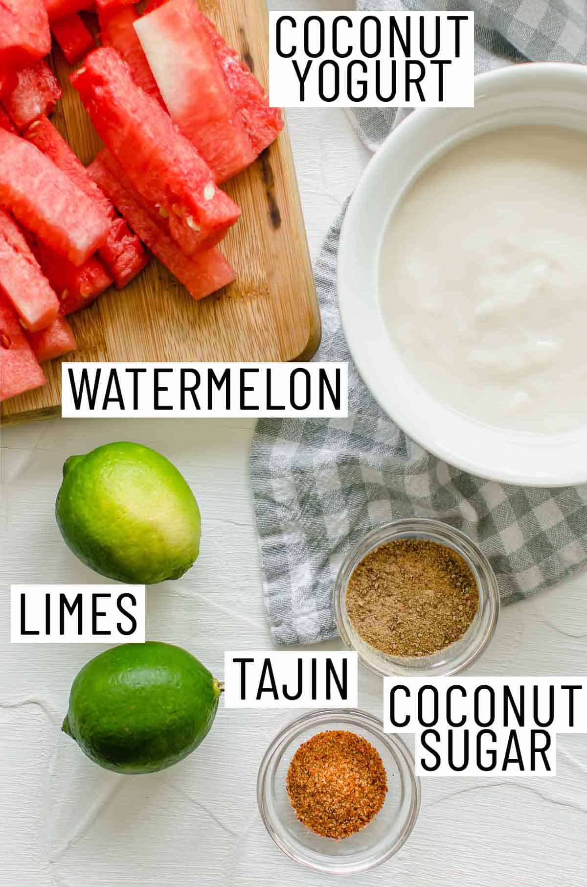 Ingredients needed to make watermelon fries.