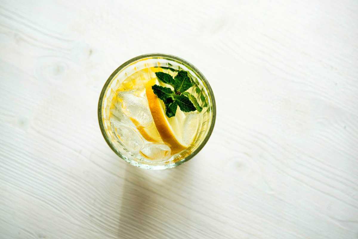 Birds eye view of lemon water GOOP detox.