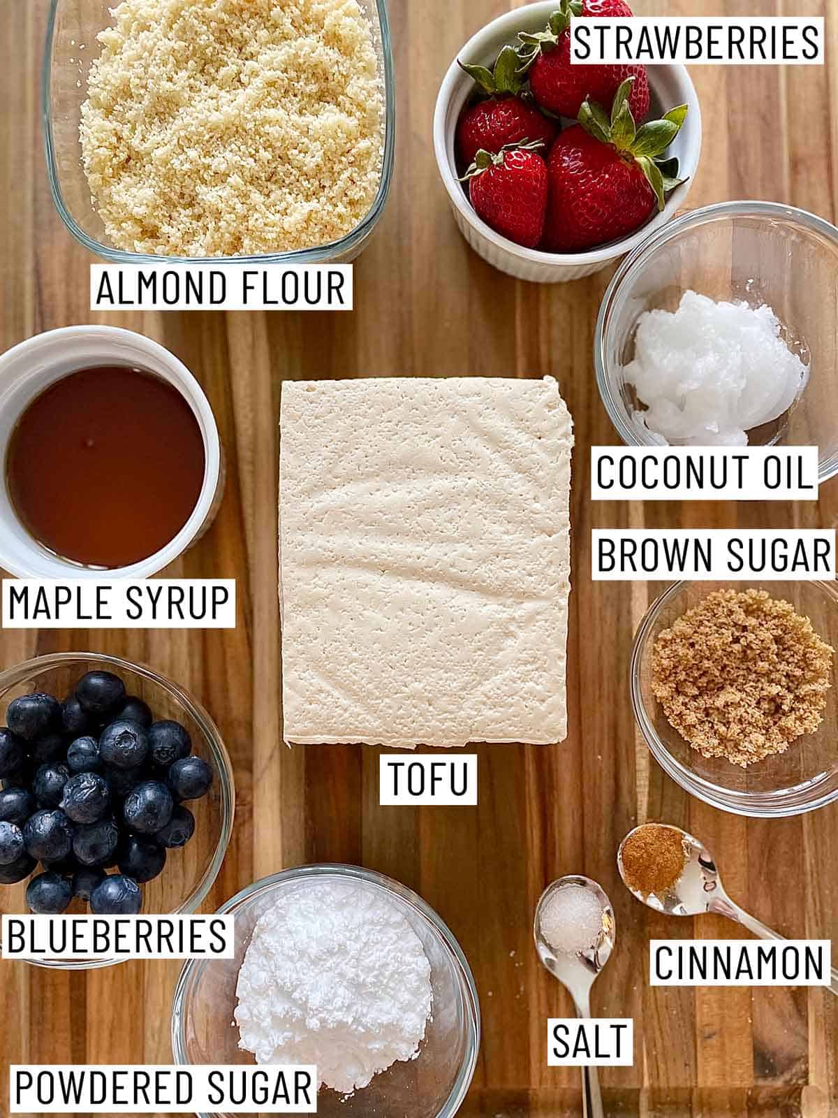 Ingredients needed to make vegan low carb french toast.