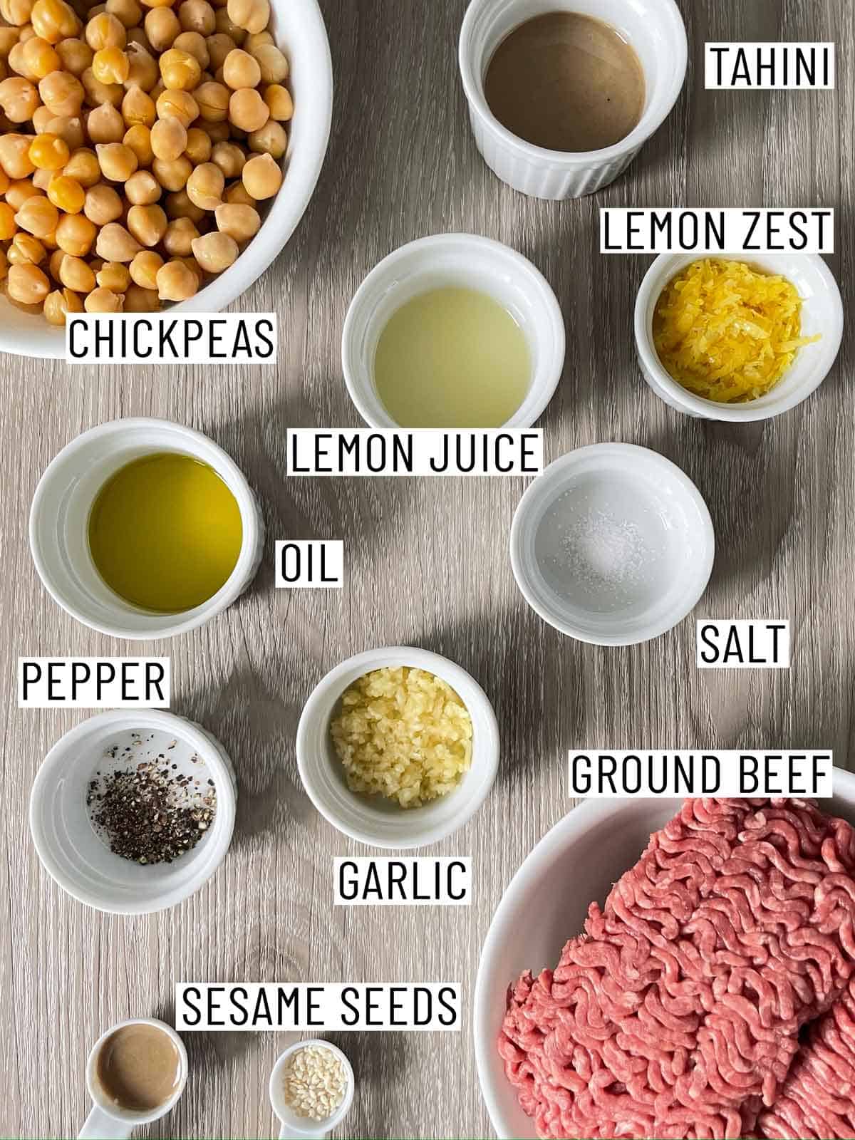 Ingredients needed to make toddler meatballs.