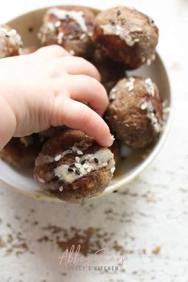 Toddler Meatballs with Hummus (Iron Rich BLW Recipe) Abbey's Kitchen