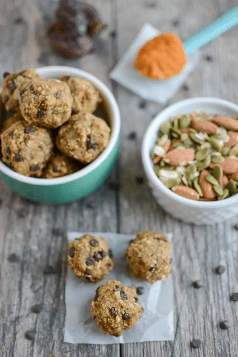 Bowl of pumpkin energy balls.