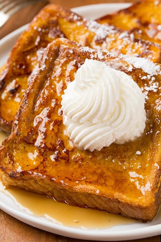 Close up of pumpkin french toast.
