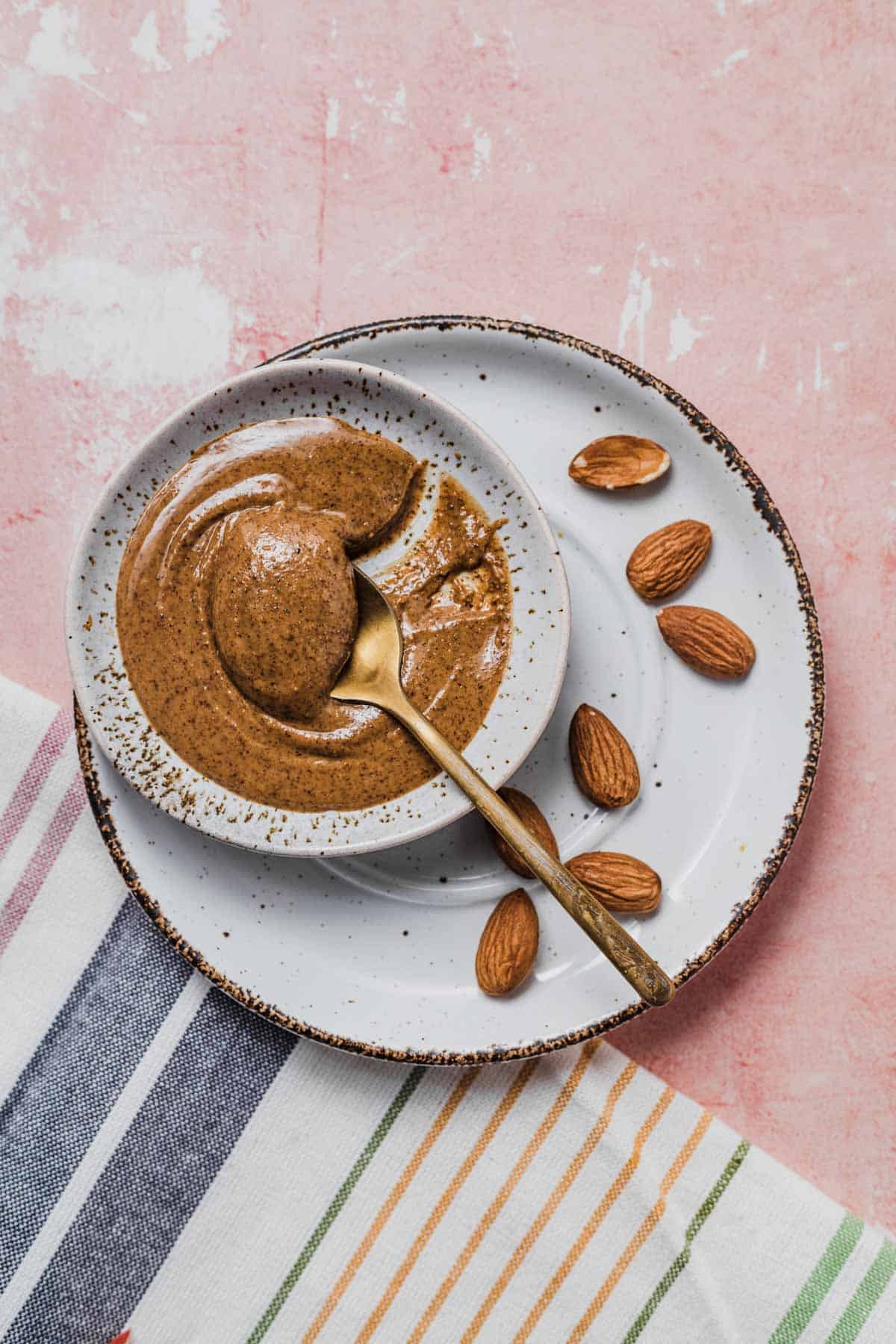 Birds eye view of almond butter.