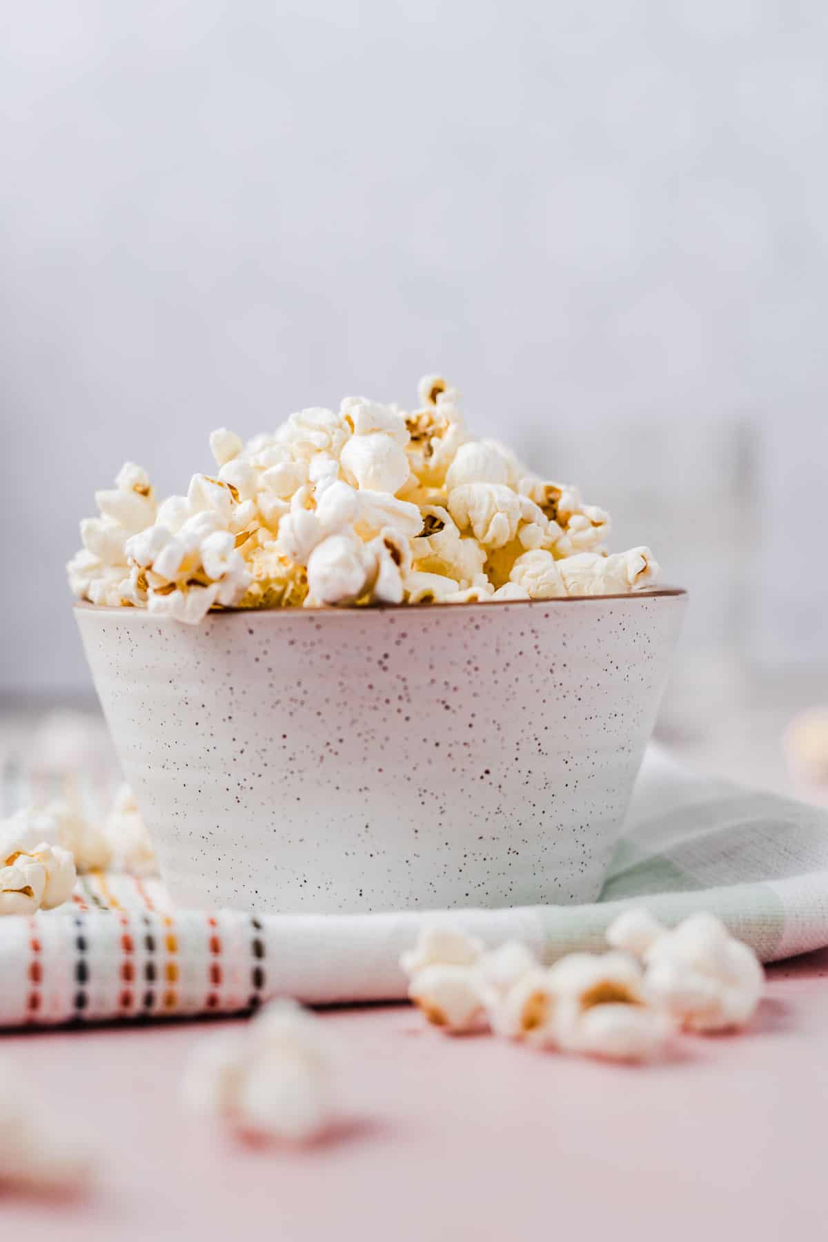 Close up of popcorn in a bowl.