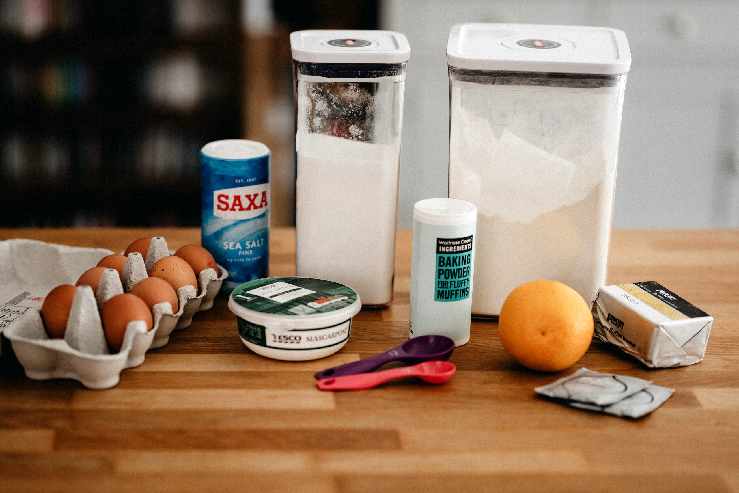 Baking ingredients with sugar and salt.