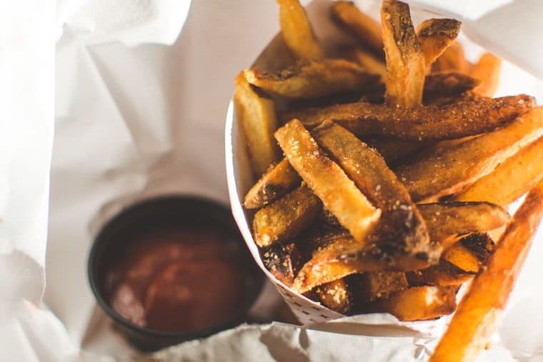 French fries and ketchup.