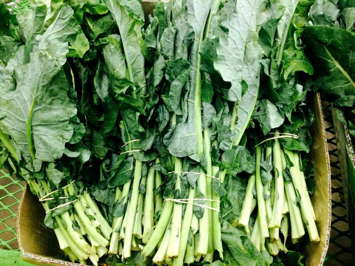 Basket of green vegetables.