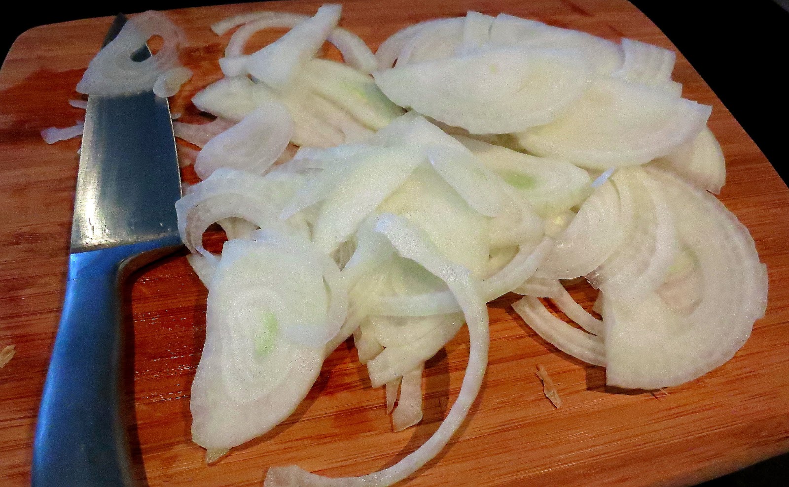 A close up of sliced onions.