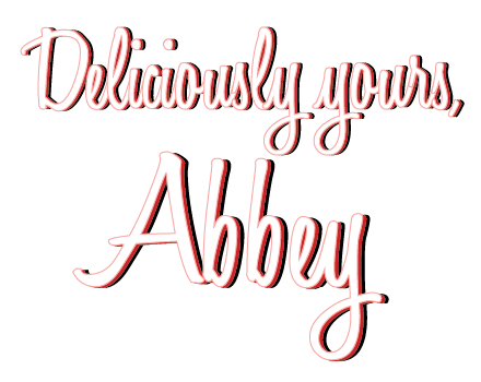 text saying 'deliciously yours, abbey'