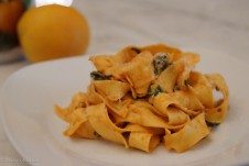 A plate of pumpkin chipotle pasta.