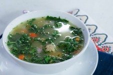 A healthy Matzo Ball Soup Recipe with Kale, Chicken, Sweet potatoes and Ginger as a natural homemade Cold & Flu remedy this season.