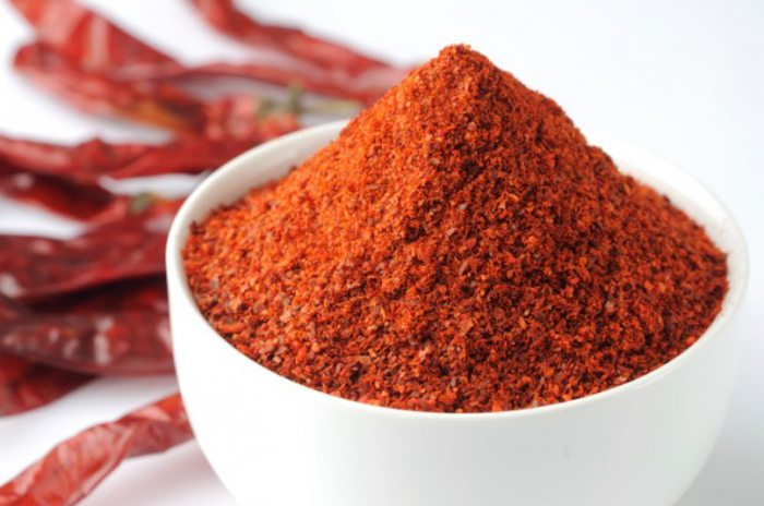 Bowl of chili powder.