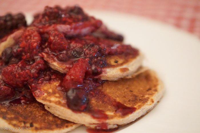 Protein Pancakes With Low Sugar Raspberry Sauce